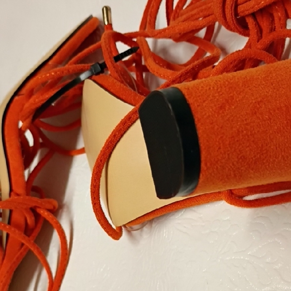 Amazon Essentials Vibrant Orange Strappy Sandals - image 12